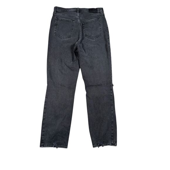 Abercrombie Fitch Size 8R The 90s Straight Ultra High Rise Black Distressed Jean - Picture 2 of 7